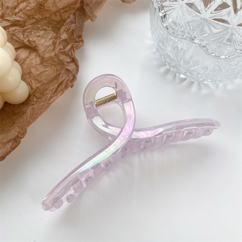 New 13cm Oversized Hair Claw Shark Clips Shiny Colorful Cross Grab Clip Womans Girl Elegant Ponytail Hairpin hair Accessory